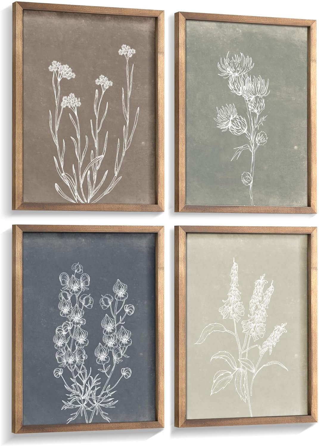 Heiple Framed Boho Wall Art Set of 4 Wooden Wall Art for Rus...