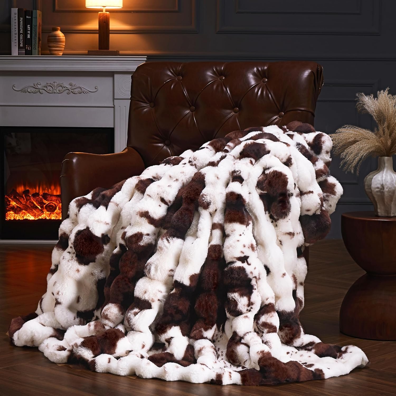 Faux Fur Throw Blanket for Couch, Fluffy Fuzzy Plush Bubble ...