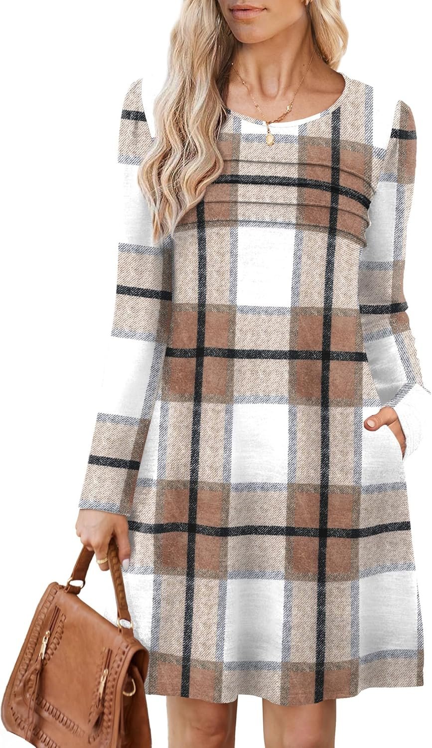 OFEEFAN Womens Long Sleeve Tunic Dress Fall Fashion Sweater ...