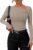 ZESICA Women’s Long Sleeve Tops 2025 Fall Asymmetrical Neck Slim Fitted Chunky Y2K Knit Shirts Clothes
