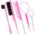 5Pcs Slick Back Brush Set with Topsy Tail Tool, Teasing Bristle, Rat Comb for Women & Girls Hair Styling, Flyaways Control and Edge Combing – Pink