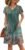 OFEEFAN Womens Summer Dresses 2025 Tulip Petal Short Sleeve V Neck Loose Swing Sundresses with Pockets Plain/Print