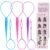 6pcs Pony Hair Tail Tools, Hair Loop Styling Tool French Braiding Hair Tool, Hair Braid Accessories Ponytail Maker for Women Girls, Ponytail Hair Pull Through Tool (2pink+2blue+2purple)