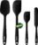 Anaeat 4 Piece Silicone Spatula Set – Seamless One-Pieces Design – Non Stick Rubber Spatulas Kitchen Scraper for Baking, Cooking, Scraping & Mixing, Heat Resistant & BPA Free & Dishwasher Safe (Black)