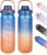 Motivational Water Bottle 32oz with Time Marker- Leakproof & BPA Free Sports Water Bottle with Straw & Carry Strap for Gym, Travel and Outdoor Sports (Blue/Orange Gradient)