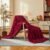 Sophia & William Burgundy Brushed Faux Fur Throw Blanket for Couch – Cozy, Soft, Lightweight, Hypoallergenic Fabric with Rumpled Floral Pattern Seasons (60×80”, Christmas red)