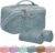 BOYATU Travel Makeup Bags Cosmetic Organizer Bag: 3-Set Large Capacity Make up Bag – PU Leather Toiletry Bags for Women – Wide Open Portable Pouch with Divider & Handle (01-Light Blue)