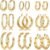 Yesteel 9 Pairs Gold Hoop Earrings for Women, 925 Sterling Silver Post 14K Real Gold Plated Chunky Hoop Earrings Set for Women Hypoallergenic Thick Lightweight Earring for Womens Jewelry Gifts